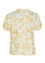 T-shirt met bloemenprint, smokwerk en knopen